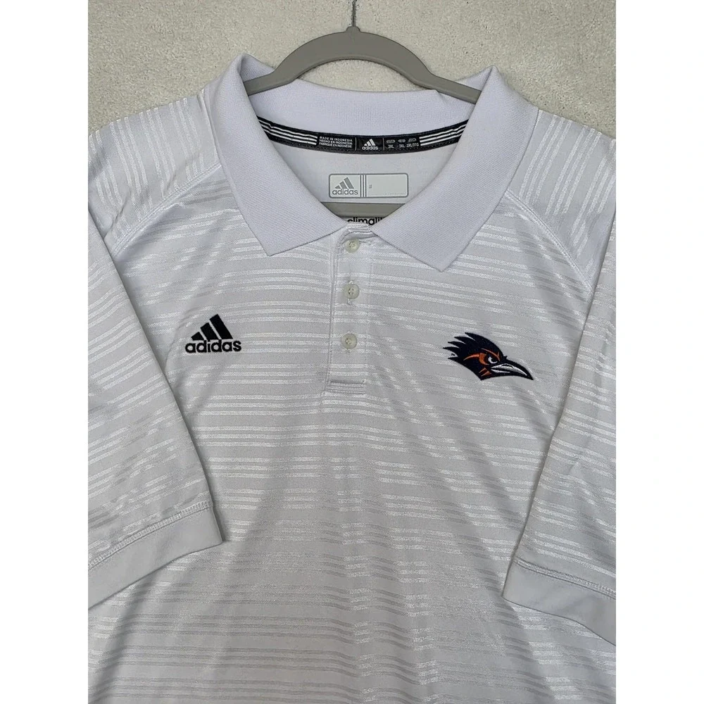 UTSA Roadrunners Polo Shirt Mens 3XL White NCAA Football Adidas Climacool‎ Coach